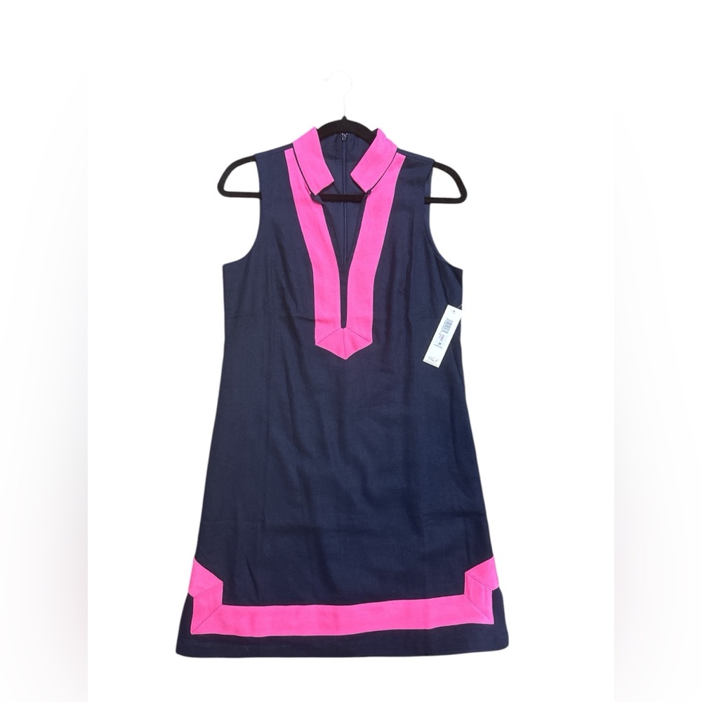 Navy and Pink Sleeveless Dress